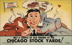 Met a Couple of Old Friends at the Chicago Stock Yards! Postcard