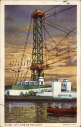 Sky Ride at Twilight 1933 Chicago World Fair Postcard Postcard