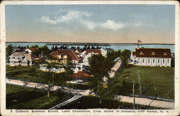 Catholic Summer School on Lake Champlain, Crab Island in the Distance Cliff Haven New York