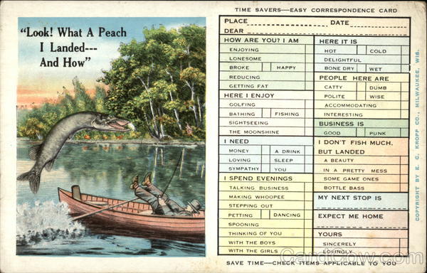 Look! What a Peach I Landed --- and How! Correspondence Cards