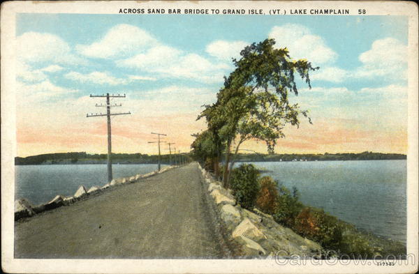 Across Sand Bar Bridge to Grand Isle, Vermont, Lake Champlain