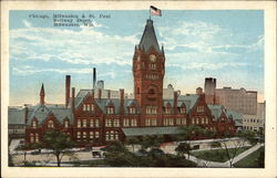 Chicago, Milwaukee & St. Paul Railway Depot Postcard