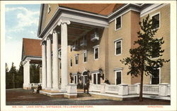 Lake Hotel Entrance, Yellowstone Park Postcard