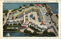 Hall of States and Federal Building, "Century of Progress 1933" Postcard