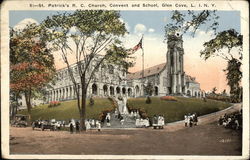 St. Patrick's Roman Catholic Church, Convent and School Glen Cove, NY Postcard Postcard