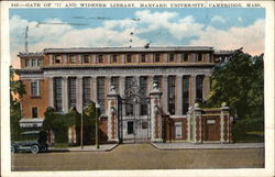 Gate of '77 and Widener Library, Harvard University Postcard