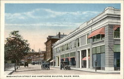 Washington Street and Hawthorne Building Salem, MA Postcard Postcard