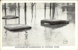 Automobiles Submerged Orange, MA Postcard Postcard