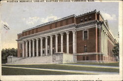 Widener Memorial Library, Harvard College Postcard