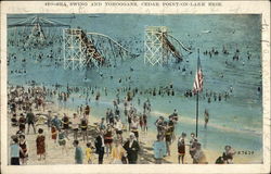 Sea Swing and Toboggans, Cedar Point on Lake Erie Postcard