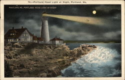Portland Head Light at Night Maine Postcard Postcard