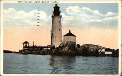 Graves Light, Boston Harbor Massachusetts Postcard Postcard