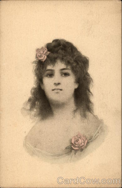 Young Woman with Rose in Hair Women