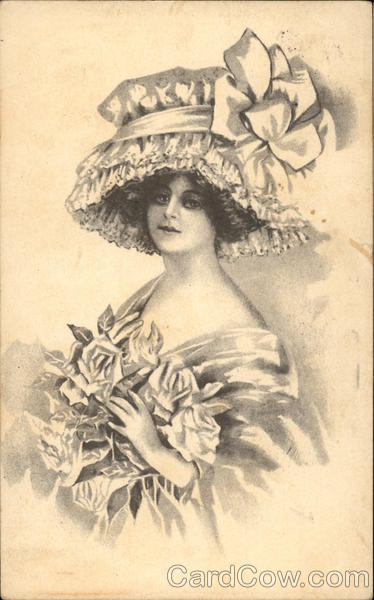 Woman in Hat with Large Bow Women