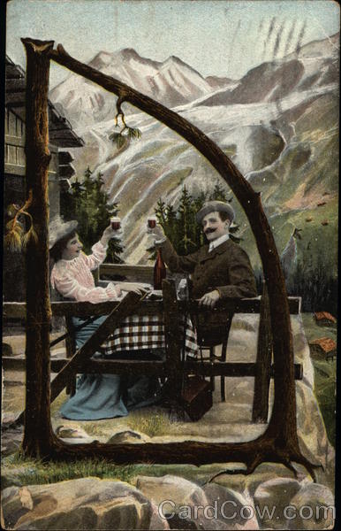 Letter D with Couple Dining Outdoors Alphabet Letters