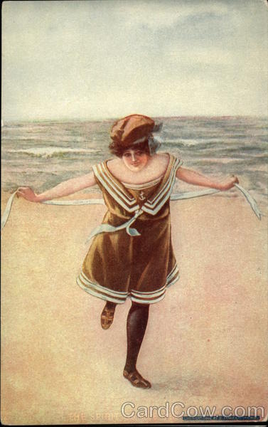 Lady On The Beach In Her Swimsuit Women