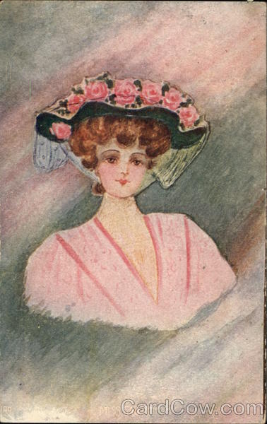 Woman in Pink Dress and Pink Flowered Hat Women