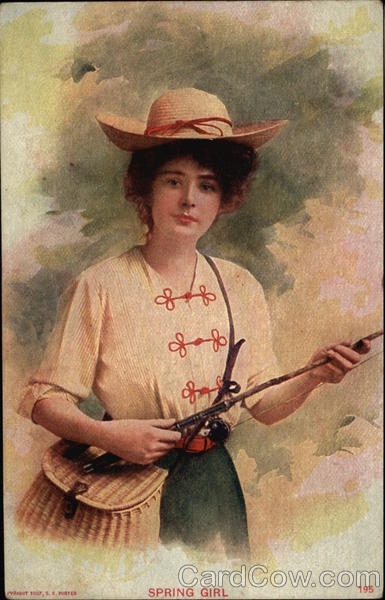 Spring Girl with Fishing Tackle Women
