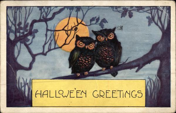Halloween Greetings - Two Owls