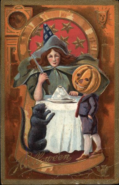 Witch, Jack O' Lantern, and Black Cat Keyhole Halloween