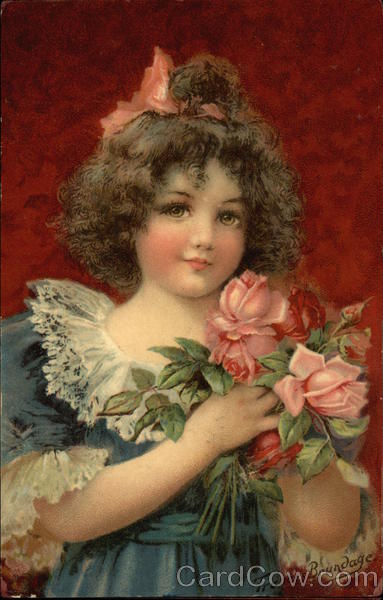 Young Girl holding a Bouquet of Flowers Girls