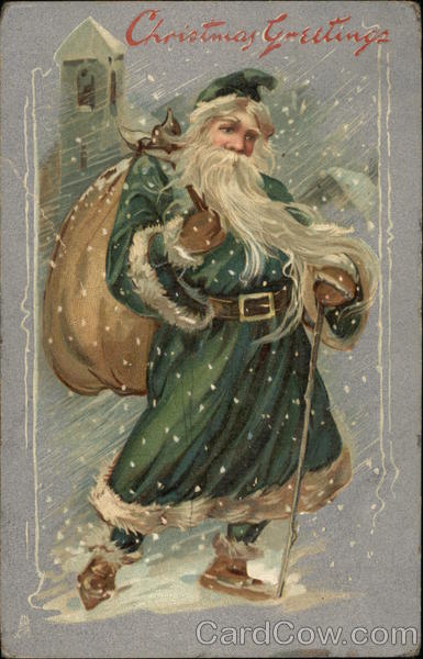 Santa in Green Robe Santa Claus