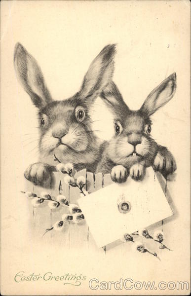 Easter Greetings with Bunny Rabbits With Bunnies