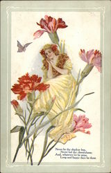 Girl Posing In Carnations Girl Posing In Carnations