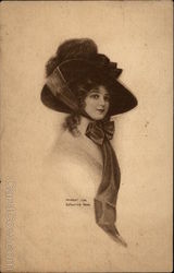 Portrait of Young Woman with Large Hat Postcard