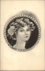 Portrait of Young Woman Art Nouveau Postcard Postcard