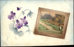 Flowers and Painting Postcard