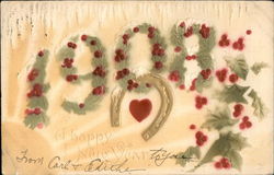 A Happy New Year - 1908 Postcard