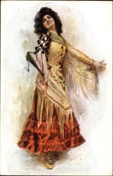Dark Haired Woman Dancing Postcard
