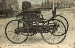 The first gas motor carriage built in America  Postcard