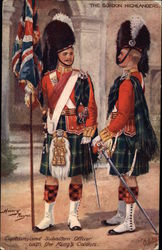 Captain and Subaltern Officer with the King's Colours Military Postcard Postcard