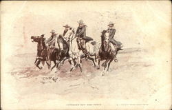 Cowboys off for Town Postcard