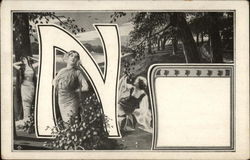 Letter "N" with Grecian Women Postcard