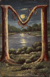 Letter "M" in the Moonlight Postcard