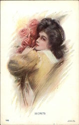 Secrets - Woman with Flowers Postcard