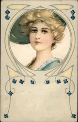 Beautiful Blonde Woman in Blue Postcard
