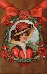 Woman in Red Postcard