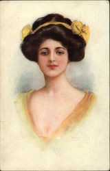 Young Woman in Yellow Postcard