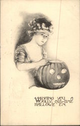 Wishing You a Jolly Old-Time Halloween Postcard