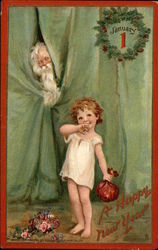 January 1st - A Happy New Year Children Postcard Postcard