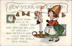 New Year Greetings Children Postcard Postcard