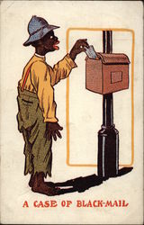 A Case of Black-Mail Black Americana Postcard Postcard