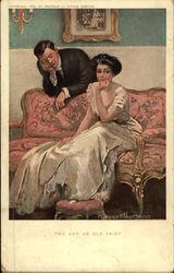 Two And An Old Print Postcard