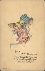 Luck and Happiness Are Thoughts From me I'm Sending With These Dear Ones Three Postcard