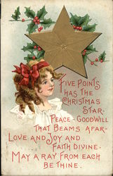 Five Points has the Christmas Star - Peace - Goodwill that Beams Afar Postcard