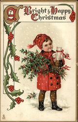 A Bright and Happy Christmas Postcard